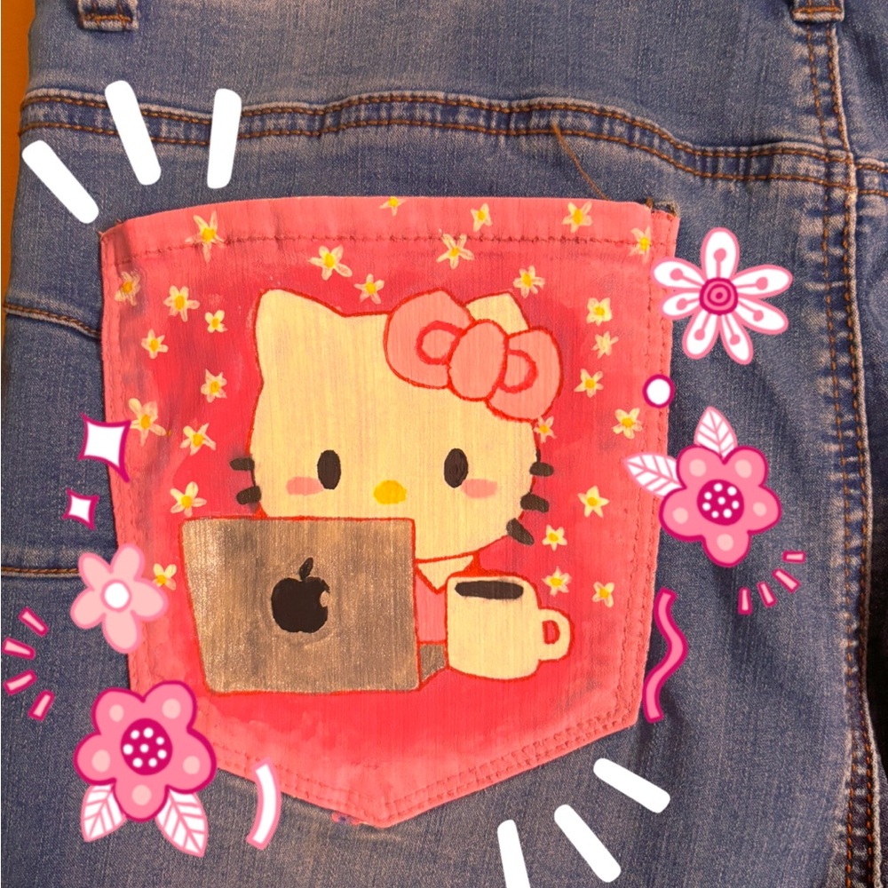 Hello Kitty Denim Jeans with Pink Pocket